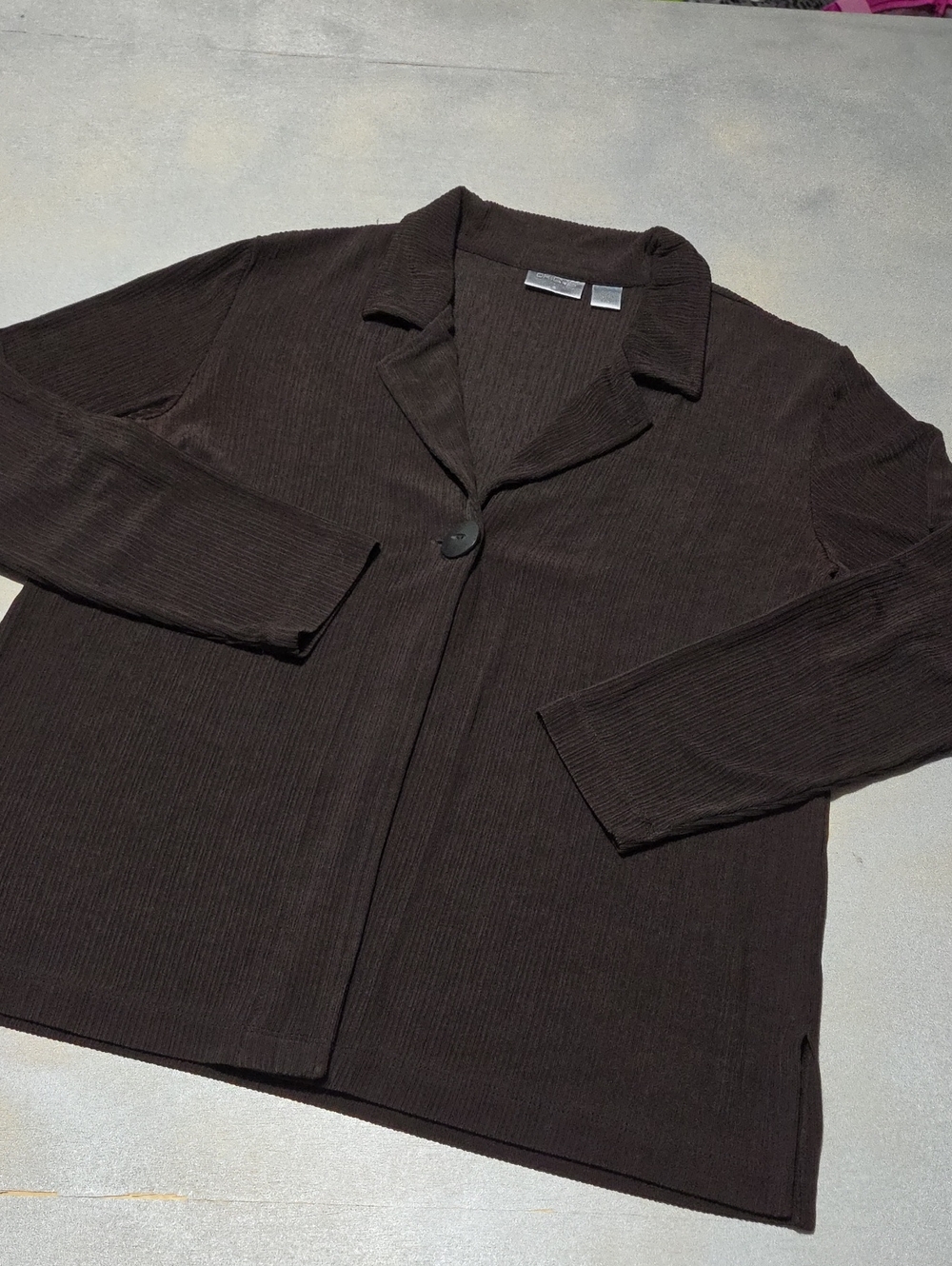 Chico's Size 2. Chocolate Brown Single-Button Blazer Nwots